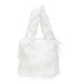 Sac fourre-tout chic en plumes blanches avec texture pelucheuse et poignées - Blanc