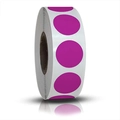 Roll of vibrant magenta round adhesive labels for office filing and gift sealing - Purple