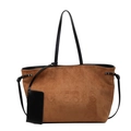 Sac fourre-tout en suédine marron avec lettrage embossé et fines bandoulières noires - Marron
