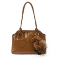 Borsa a spalla marrone in pelle lucida con ciondolo a cammello e pendente a cuore - Con Ciondolo / Marrone