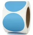 Rollo de etiquetas adhesivas circulares azul claro para marcar en núcleo de cartón - Azul