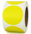 Rotolo di etichette adesive rotonde giallo brillante per ufficio e magazzino - Giallo