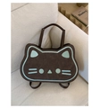 Schattige bruine kattenrugzak van imitatieleer met mintgroene borduurdetails - Met Hanger / Bruin