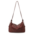Borsa tote vintage rosso scuro in morbida pelle con tracolla regolabile e stile - Rosso