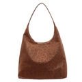 Borsa hobo marrone con stampa leopardata, finitura opaca e grande capacità interna - Marrone