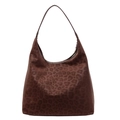 Borsa hobo marrone con stampa leopardata, consistenza opaca e ampia tracolla comoda - Marrone