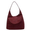 Grande borsa hobo retrò bordeaux con stampa leopardata e finitura in pelle opaca - Borgogna