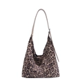 Grande borsa tote leopardata con tracolla regolabile beige e fibbia in metallo alla moda - Beige