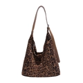 Grande borsa shopper chic con stampa leopardata, tracolla in pelle e fibbia regolabile - Marrone
