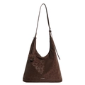 Borsa a spalla hobo marrone scuro con motivo leopardato e piccola bustina abbinata - Stampa leopardata