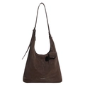 Borsa hobo marrone scuro opaco con tracolla regolabile e piccolo portamonete - Marrone
