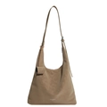 Borsa tote retrò marrone con tracolla regolabile e fibbia in metallo di tendenza - Cachi