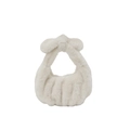 Borsa bianca in ecopelliccia con pieghe verticali e manico con nodo decorativo - Bianco