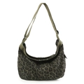 Leopard-Canvas-Umhängetasche mit verstellbarem olivgrünem Gurt und Mondform-Design - Leopard Grün