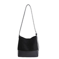 Schwarze Shopper Tasche aus Wildleder und Glattleder Mix mit verstellbarem Trageriemen - Schwarz