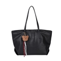 Grand sac cabas noir rétro avec pendentif ours en peluche et détails de glands - Avec Pendentif / Noir