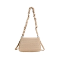 Quilted beige shoulder bag with stylish ruched cloud strap and slim leather strap - Khaki