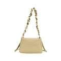 Quilted underarm bag in beige with classic diamond stitching and ruched handle - Green