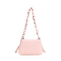 Chic light pink quilted shoulder bag with unique pleated cloud handle design - Pink
