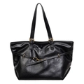 Borsa tote vintage nera classica in pelle PU con tracolla regolabile e finiture in metallo oro - Nero