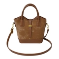 Sac seau vintage marron bicolore avec boucle dorée et bandoulière réglable élégante - Marron