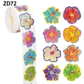 500pcs roll of colorful hibiscus glitter stickers for waterproof gift envelope sealing - 500 Stickers/Roll