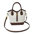 Sac seau bicolore en similicuir crème avec finitions marron foncé élégantes - Blanc Cassé