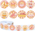 Detail of 8 groovy retro spring flower thank you stickers with peace signs and butterflies - Retro Groovy Style (ZD88)