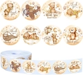 Detail of colorful watercolor bear thank you stickers roll for gift card packaging - Cartoon Bear Style (ZD89)