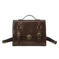 Vintage dunkelbrauner Rucksack aus PU-Leder mit Metallschnalle und Griff für Damen - Braun