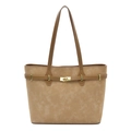Borsa tote vintage in pelle scamosciata marrone con fibbie dorate e grande capacità - Cachi