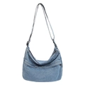 Hellblaue verwaschene Denim-Hobo-Tasche mit verstellbarem Riemen und Reißverschlussfach - Hellblau