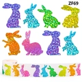 Holografische Osterhasen Aufkleber in Glitzerfarben auf Rolle für Grußkarten - 500 Aufkleber Pro Rolle (ZF69)