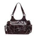 Bolso tote grande de cuero marrón oscuro con remaches punk vintage y diseño estilo Y2K - café