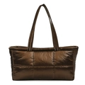 Borsa tote trapuntata marrone scuro metallizzato con manici lunghi a spalla - 48*11*22.5cm / Caffè