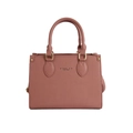 Borsa tote in similpelle rosa polvere con dettagli dorati e tracolla regolabile - Rosa