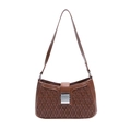 Braune Vintage-Schultertasche mit Steppmuster und silbernem Metallverschluss für Damen - Braun