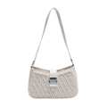 Borsa a spalla retrò bianco crema con trama trapuntata e fibbia in metallo argento - Bianco