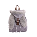 Zaino in pelle scamosciata grigio scuro con orecchie di coniglio in lana e pelle - Grigio