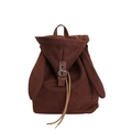 Zaino minimalista in pelle scamosciata marrone scuro con orecchie e coulisse - caffè