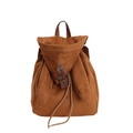 Zaino in camoscio marrone con design orecchie di coniglio e chiusura a coulisse - Marrone