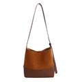 Sac seau en daim et cuir marron avec bandoulière réglable au style vintage élégant - Marron
