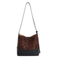 Sac seau vintage avec imprimé léopard et base noire muni d'une fine bandoulière réglable - Imprimé léopard