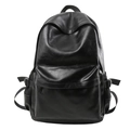 Modischer schwarzer PU-Leder Rucksack mit großem Fassungsvermögen und wasserfester Optik - Schwarz