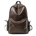 Dunkelbrauner Kunstleder-Rucksack mit wasserdichter Oberfläche und vielen Taschen - Braun
