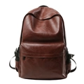 Dunkelbrauner Kunstleder Rucksack mit großer Fronttasche und seitlichen Netztaschen - Rotbraun