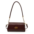 Bolso de hombro retro de cuero encerado burdeos con cierre de giro dorado - Burdeos