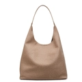 Brown and beige woven hobo shoulder bag with large capacity and smooth leather handles - Khaki