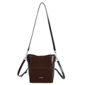 Borsa a secchiello marrone scuro con texture leopardata e logo NO FILTER in metallo - Marrone