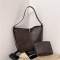 Sac fourre-tout marron café rétro avec coutures matelassées et fermoir rotatif - Marron